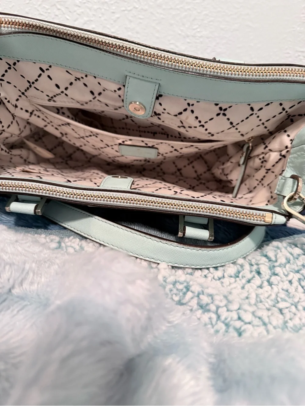 Kate Spade New York Loden Newbury Lane Shoulder/Hand Bag Light Blue Saffriano